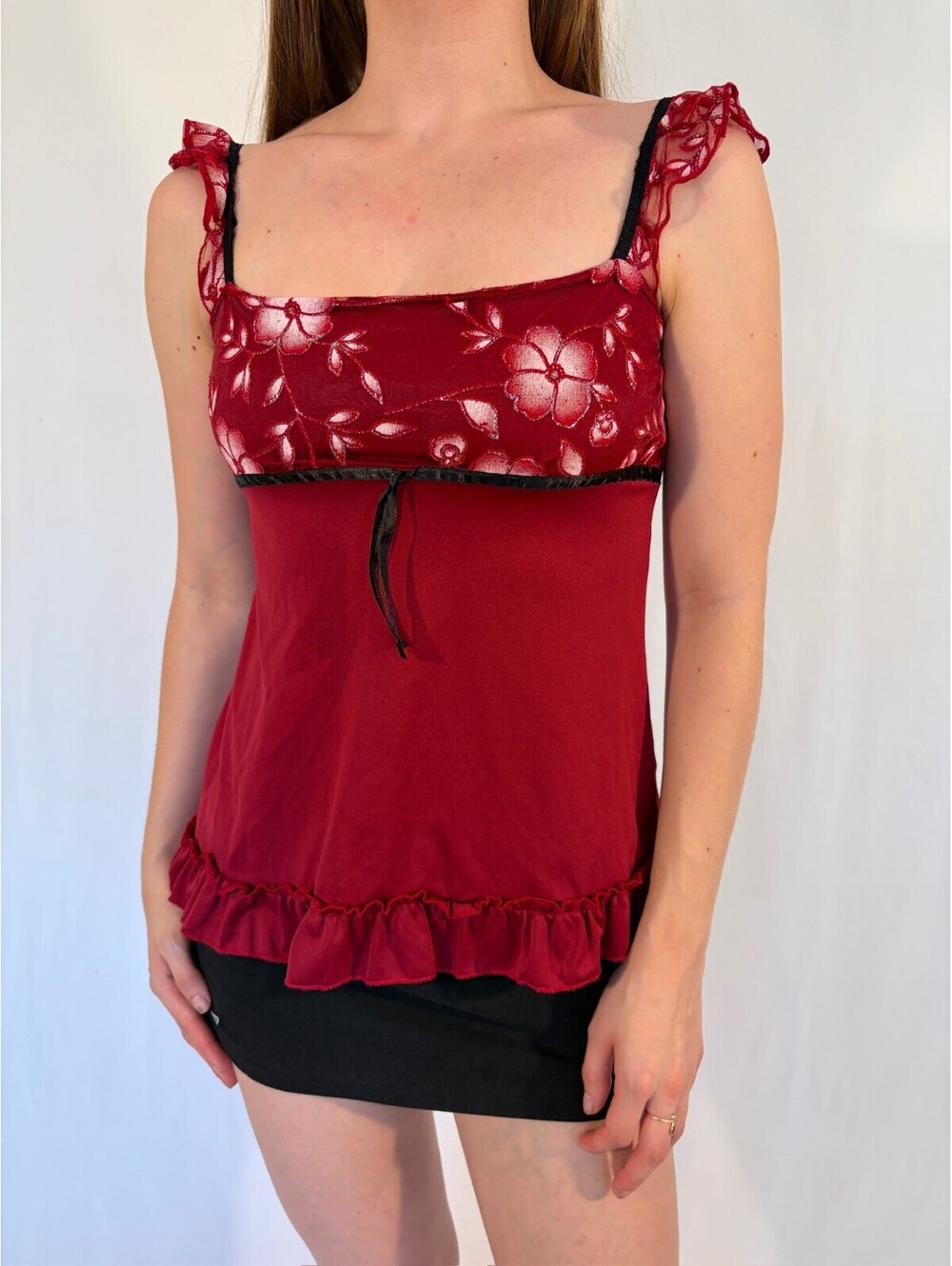 Red Milkmaid Babydoll Y2k Vintage Tank Top